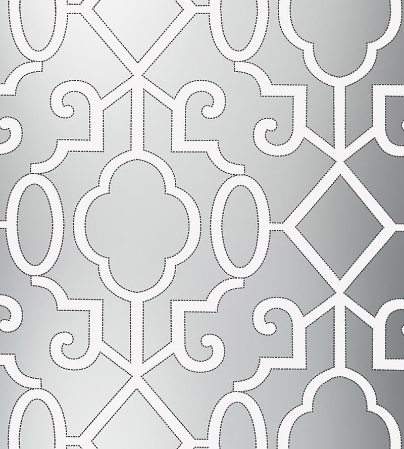 Scalamandre Ming Fretwork WP Silver Wallpaper Sample SC 0006WP88356