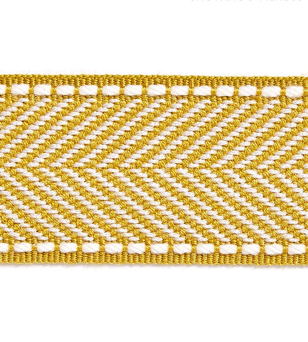 Scalamandre Montauk Herringbone Tape Brass Trim Sample SC 0007T3285