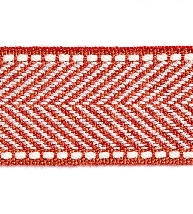 Scalamandre Montauk Herringbone Tape Coral Trim Sample SC 0008T3285