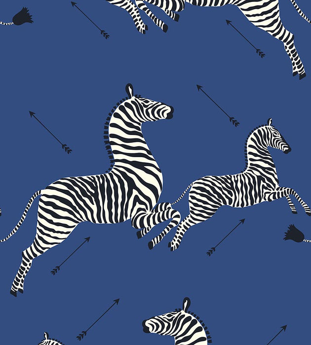 Scalamandre Zebras - Vinyl Denim Wallpaper Sample SC 0008WP81388MV