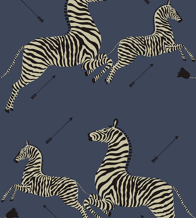 Scalamandre Zebras - Removable Denim Wallpaper SC 0008WP81388PS