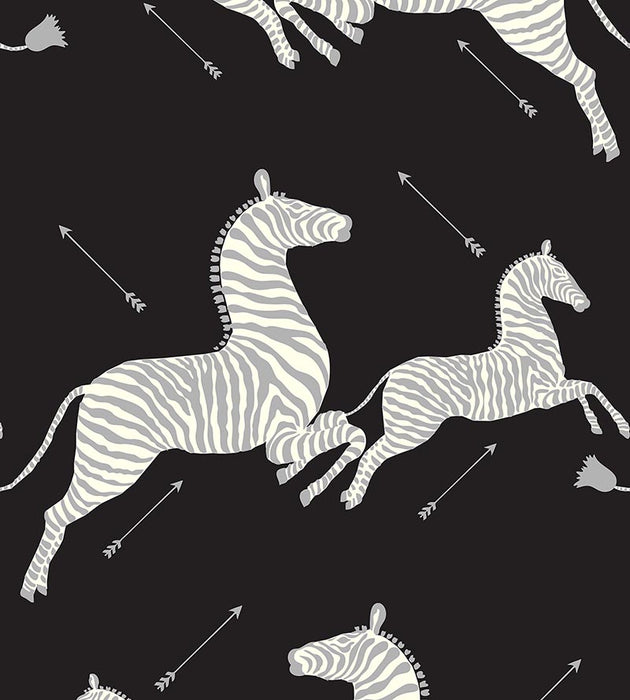 Scalamandre Zebras - Vinyl Black & Silver Wallpaper SC 0009WP81388MV