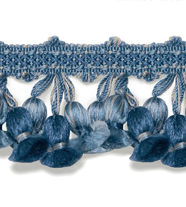 Scalamandre Newport Tassel Fringe Med Blue, Dk Blue & Grey Trim Sample SC 0012FT1103