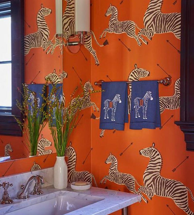 Scalamandre Zebras Orange Wallpaper Sample SC 0012WP81388M