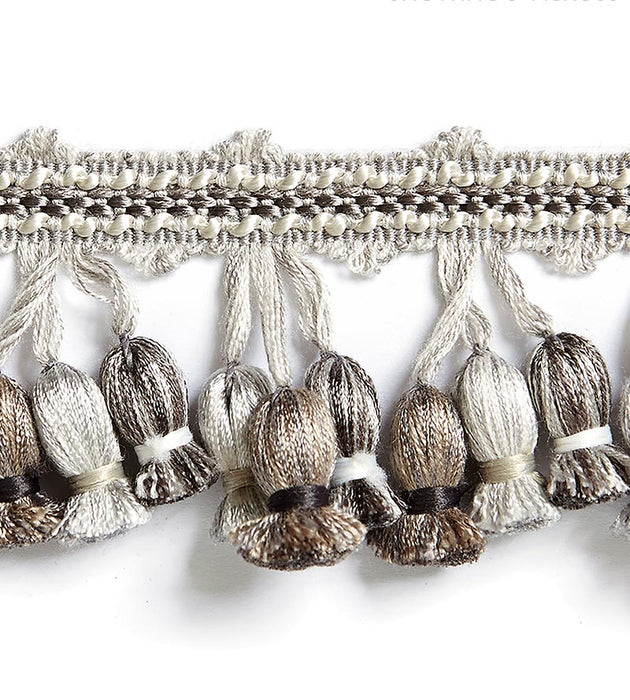 Scalamandre Newport Tassel Fringe French Grey Trim Sample SC 0019FT1103M