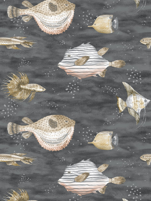 Scalamandre Oceanna Midnight Sea Wallpaper Sample SC 0200CEAN