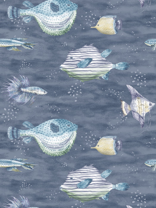 Scalamandre Oceanna Deep Blue Sea Wallpaper SC 0202CEAN