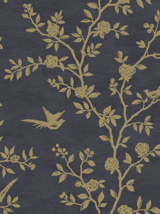 Scalamandre Silhouette Gold Raven Wallpaper SC 1200SILH