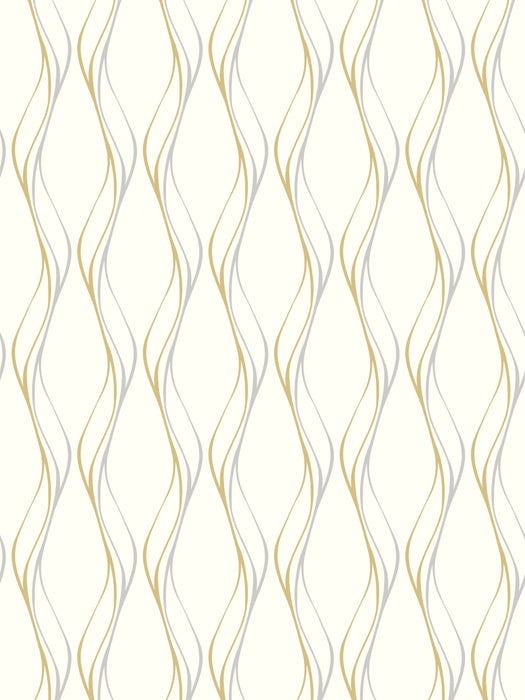 Scalamandre Muse Silver & White On Gold Wallpaper SC 1405MUSE