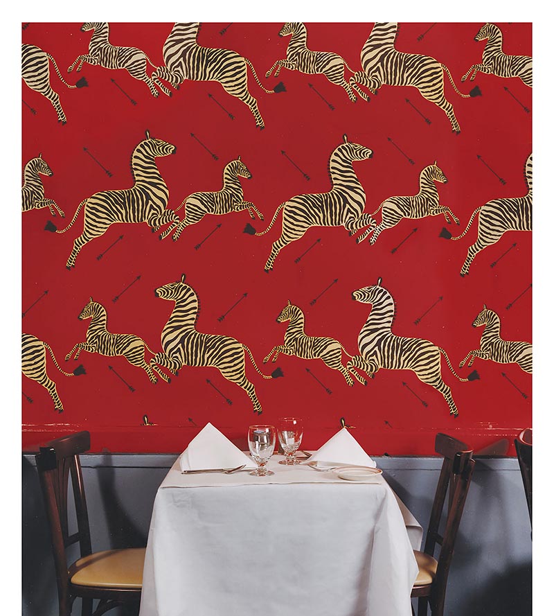 Scalamandre Zebras Masai Red Wallpaper Sample SC 0001WP81388M