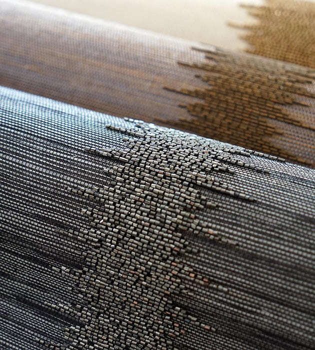 Scalamandre Veronica Beaded Grasscloth Carbon Wallpaper Sample SC 0004WP88386