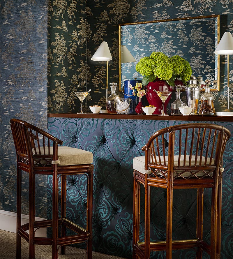 Scalamandre Katsura Embroidered Toile Peacock Wallpaper Sample SC 0004WP88445