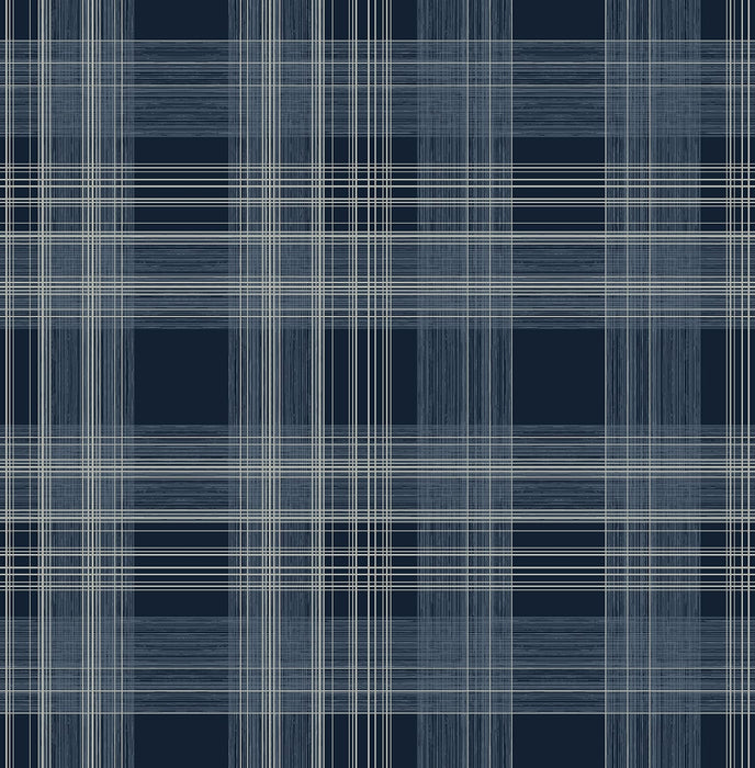 Seabrook Designs Rad Plaid Denim Blue Wallpaper Sample SG10002