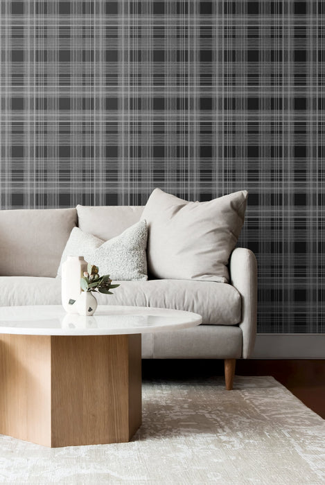 Seabrook Designs Rad Plaid Onyx Wallpaper Sample SG10010