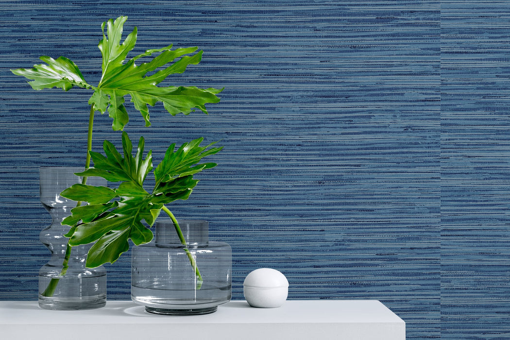 Seabrook Designs Grasscloth Marine Blue Wallpaper Sample SG10202