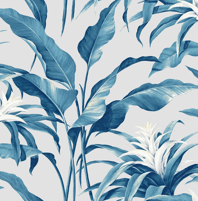 Seabrook Designs Palma Blue Lagoon & Grey Wallpaper Sample SG10302