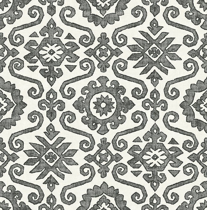 Seabrook Designs Augustine Charcoal & Linen Wallpaper Sample SG10800