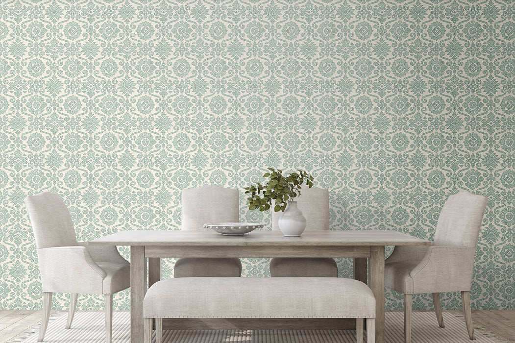 Seabrook Designs Augustine Mineral Green Wallpaper Sample SG10804