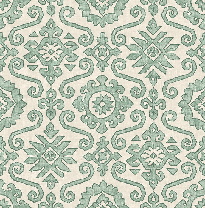 Seabrook Designs Augustine Mineral Green Wallpaper Sample SG10804