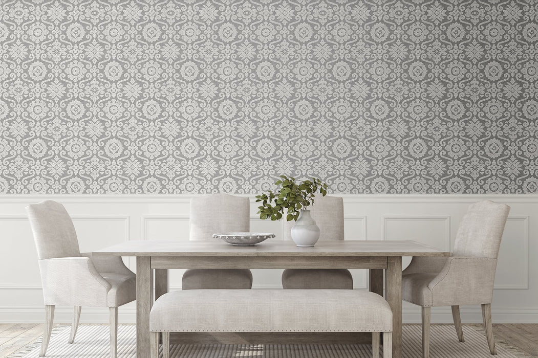 Seabrook Designs Augustine Pewter & Stone Wallpaper SG10806