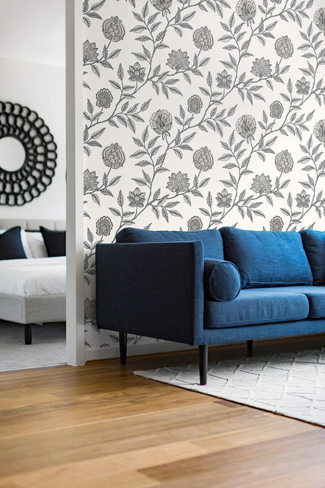 Seabrook Designs Jaclyn Charcoal & Sandstone Wallpaper Sample SG11000