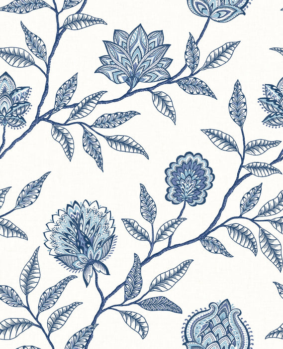 Seabrook Designs Jaclyn Blue Lagoon Wallpaper Sample SG11002