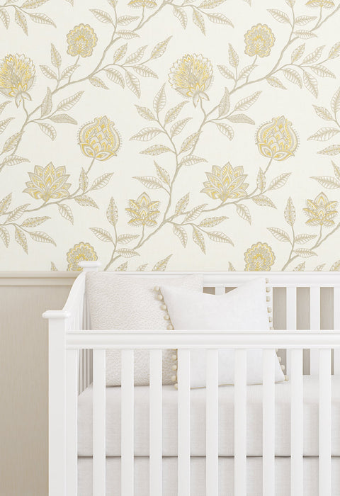 Seabrook Designs Jaclyn Blonde & Sandstone Wallpaper Sample SG11005