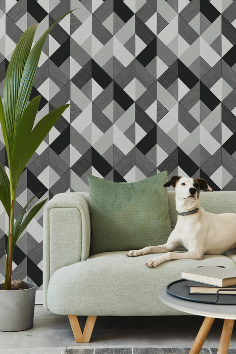 Seabrook Designs Marquetry Greystone Wallpaper Sample SG11100