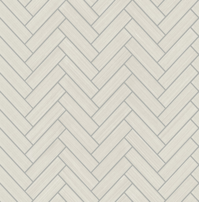 Seabrook Designs Herringbone Inlay Lunar Grey & Metallic Silver Wallpaper SG11300