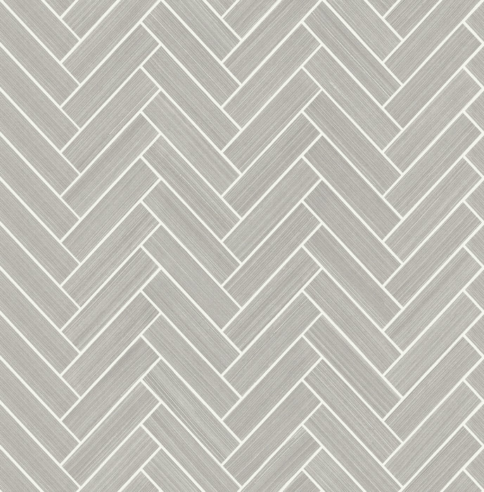 Seabrook Designs Herringbone Inlay Warm Stone & Metallic Pearl Wallpaper Sample SG11308