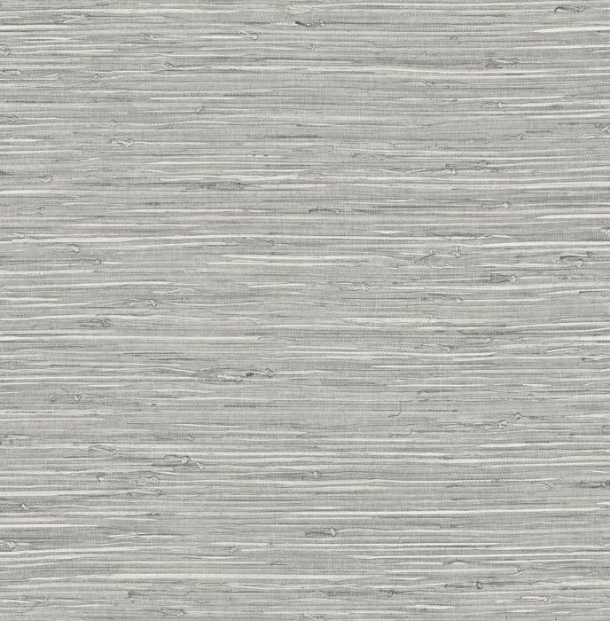 Seabrook Designs Saybrook Faux Rushcloth Cove Grey & Metallic Silver Wallpaper SG11407