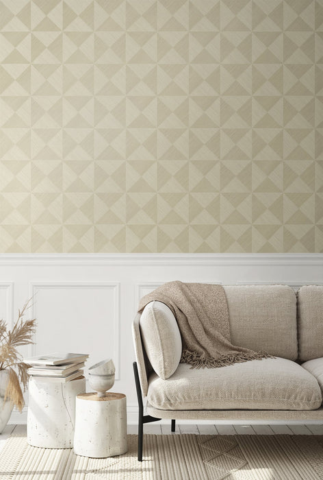 Seabrook Designs Geo Inlay Khaki Wallpaper Sample SG11703