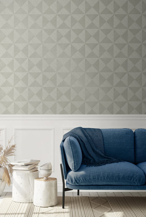 Seabrook Designs Geo Inlay Lunar Grey Wallpaper Sample SG11708