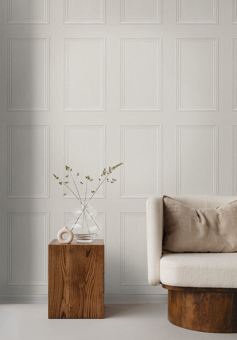 Seabrook Designs Faux Wood Panel Dove Wallpaper Sample SG11800