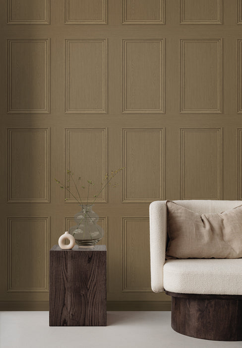 Seabrook Designs Faux Wood Panel Honey Brown Wallpaper Sample SG11806