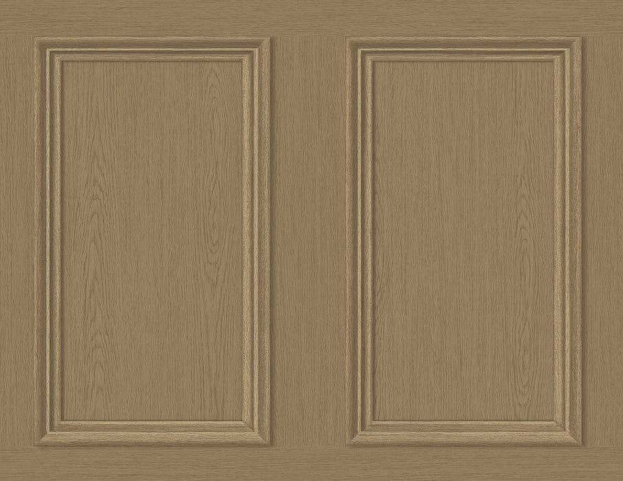 Seabrook Designs Faux Wood Panel Honey Brown Wallpaper Sample SG11806