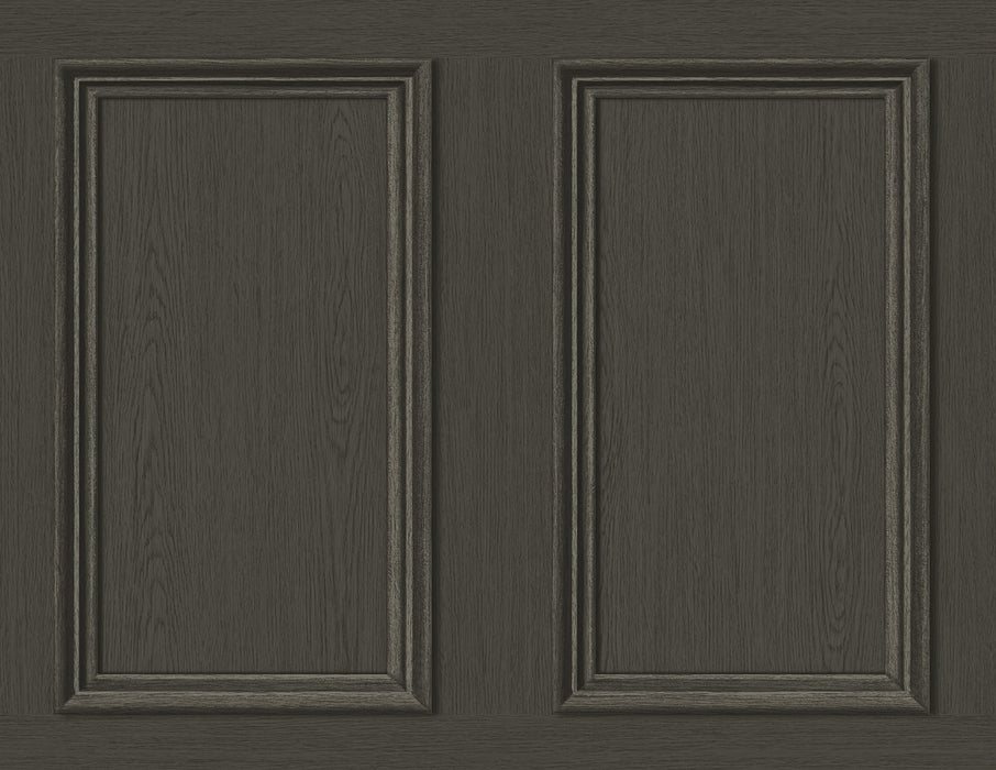 Seabrook Designs Faux Wood Panel Charcoal Wallpaper Sample SG11810