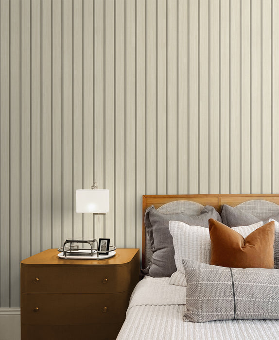 Seabrook Designs Faux Wooden Slats Neutral Wallpaper Sample SG12103