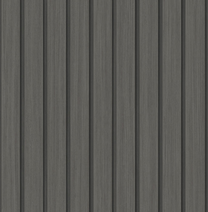 Seabrook Designs Faux Wooden Slats Charcoal Wallpaper SG12106