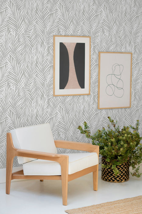 Seabrook Designs Mod Palm Harbor Grey Wallpaper Sample SG12308