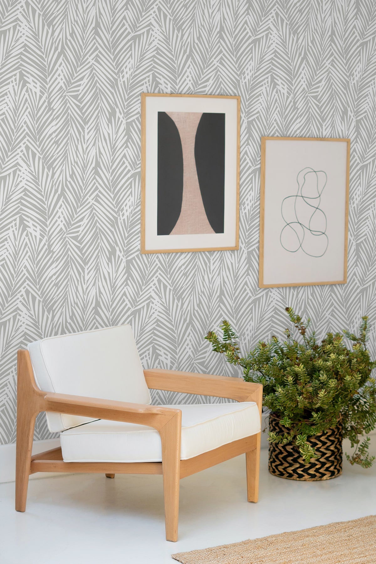 Seabrook Designs Mod Palm Harbor Grey Wallpaper SG12308