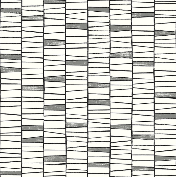 Seabrook Designs Organic Stripe Monochrome Wallpaper Sample SG12500