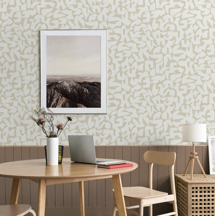 Seabrook Designs Graphic Geo Beige Wallpaper Sample SG12805