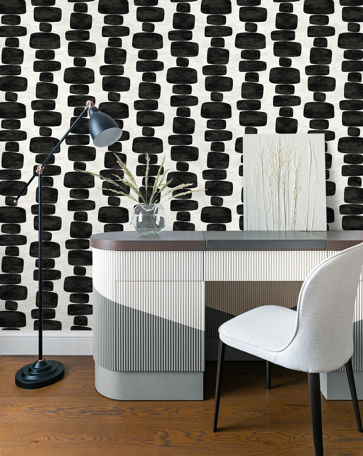 Seabrook Designs Stripe Block Charcoal Wallpaper SG12900