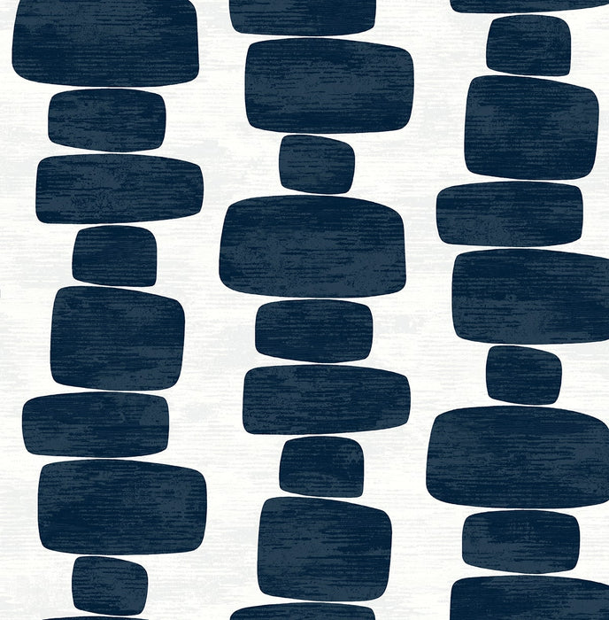 Seabrook Designs Stripe Block Blue Wallpaper Sample SG12902