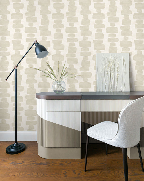 Seabrook Designs Stripe Block Beige Wallpaper Sample SG12905