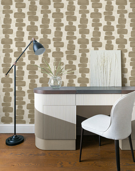 Seabrook Designs Stripe Block Tan Wallpaper Sample SG12907