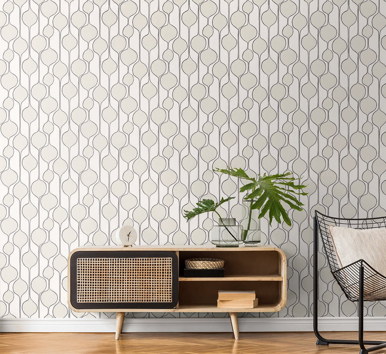 Seabrook Designs Minimalist Geometric  Marshmallow Wallpaper Sample SL80100