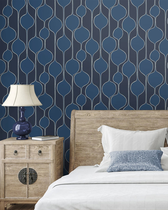 Seabrook Designs Minimalist Geometric  Celtic Blue Wallpaper Sample SL80112