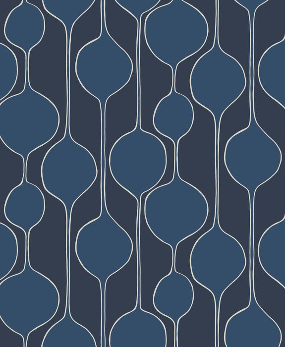 Seabrook Designs Minimalist Geometric  Celtic Blue Wallpaper Sample SL80112